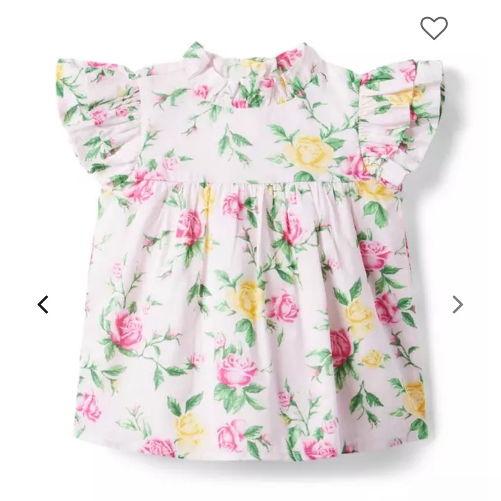 Janie and Jack Girls Floral Ruffle Sleeve Top